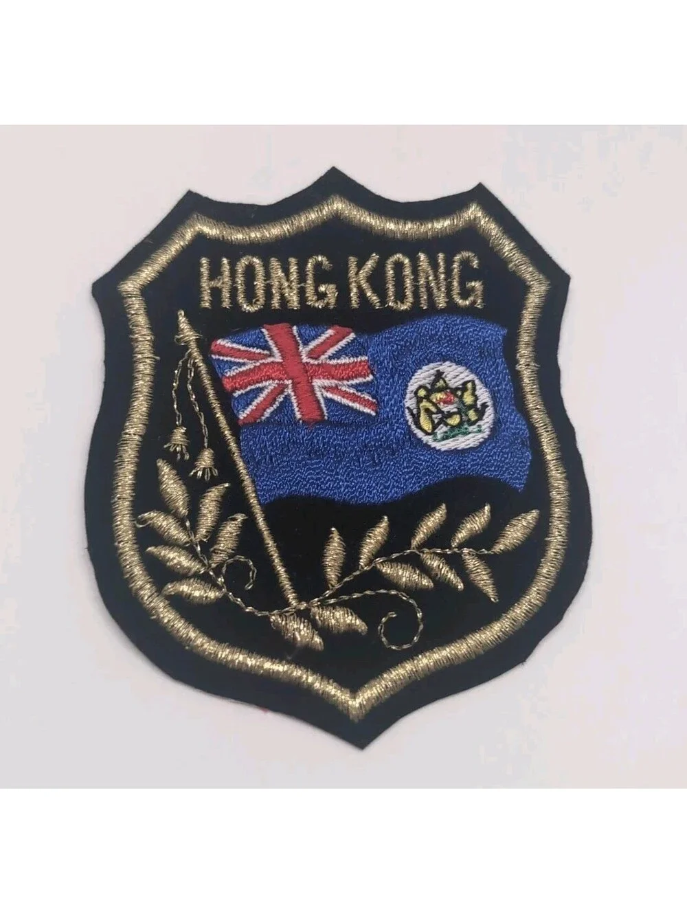 Vintage Hong Kong British Flag Embroidered Patch 80s 90s Pristine Condition NEW